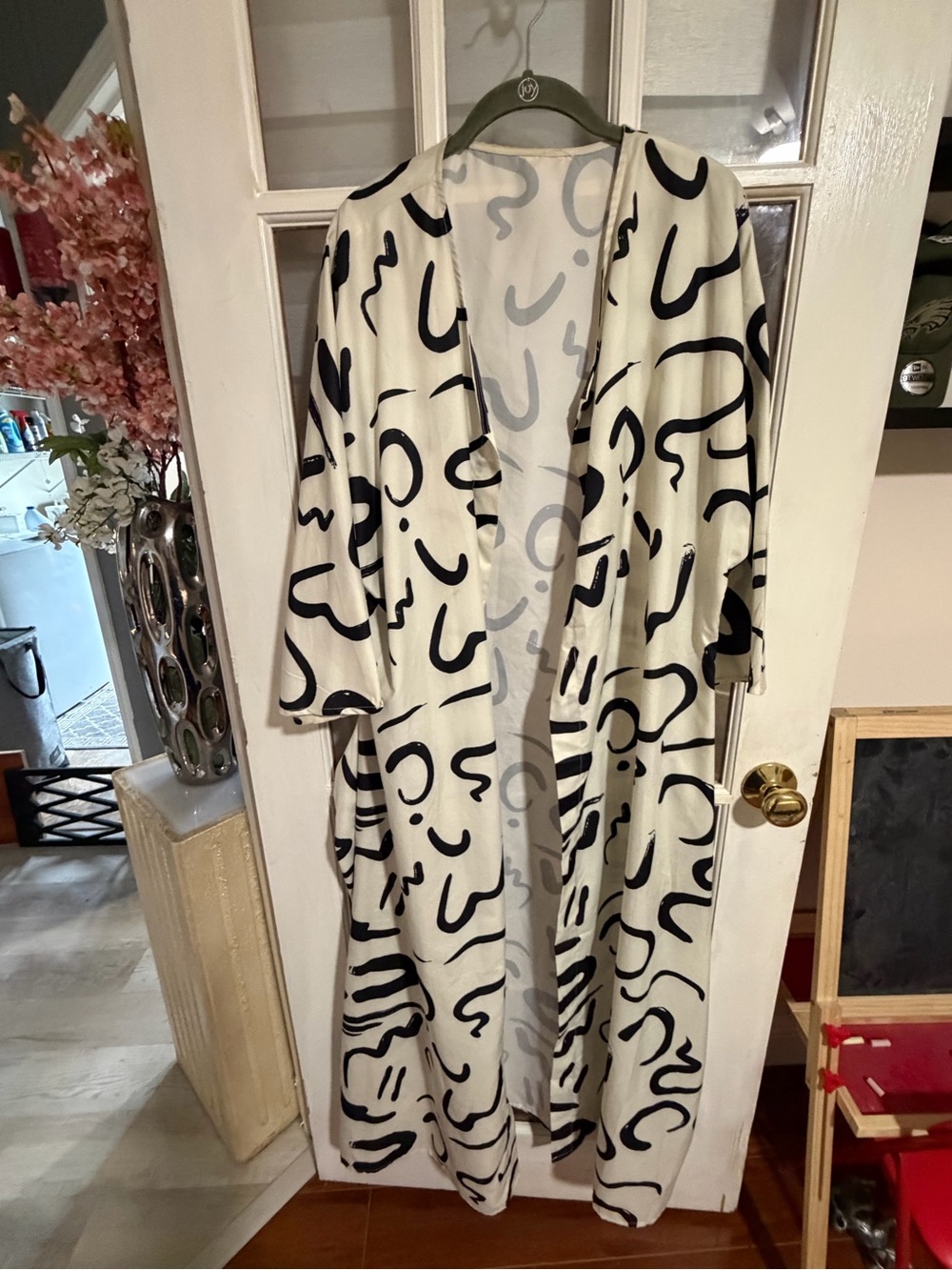Abstract Black & White Duster Cardigan